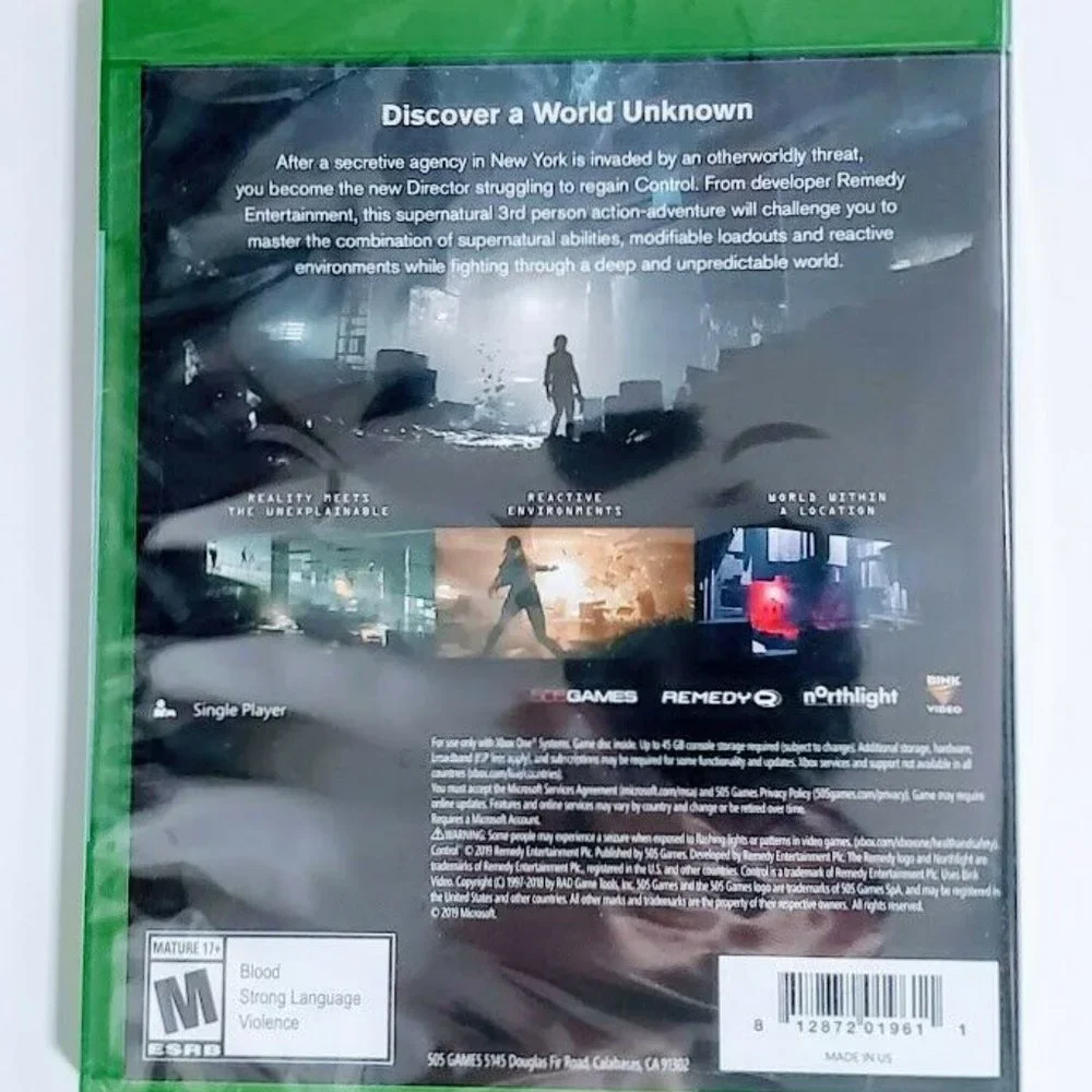 Control Xbox One 505 Games Remedy Microsoft XB1 Video Game Northlight New Sealed